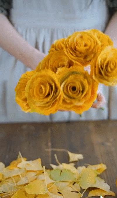 银杏叶咋做玫瑰花,银杏叶怎么做玫瑰花