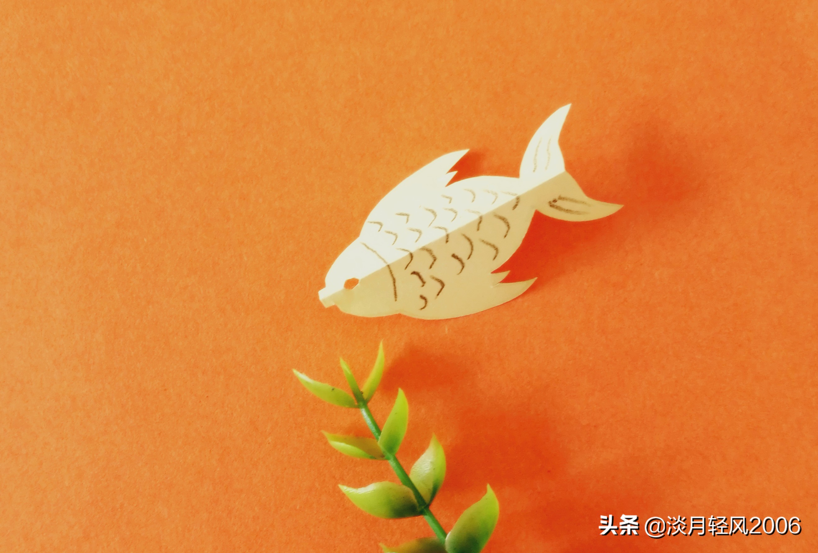 用彩纸制作出一只可爱的小鱼,橡皮泥做的小鱼放彩纸上怎么做