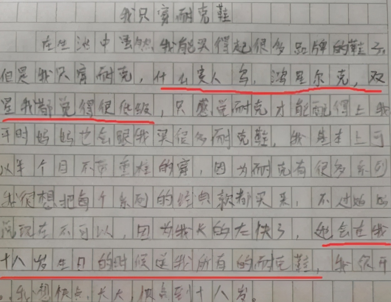 小学作文我很后悔500个字,小学生作文我只穿耐克鞋