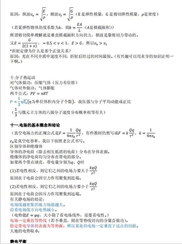 高中物理必须熟记的75个结论,高中物理基本规律和概念