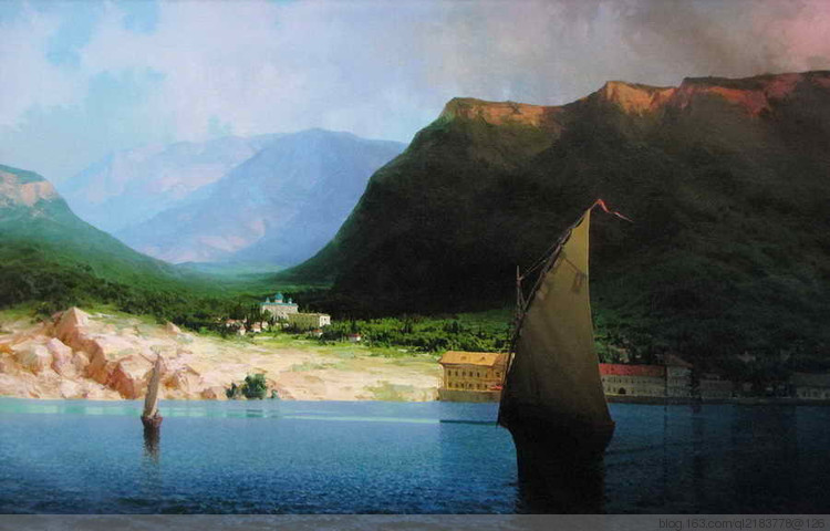 俄罗斯画家画水风景,俄罗斯远山风景油画100幅