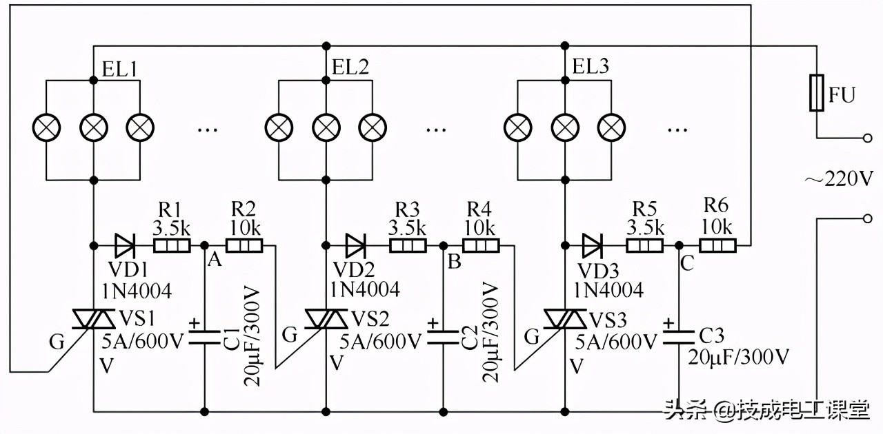 如何用三个开关控制灯的电路图,3个开关控制一盏灯接线方法