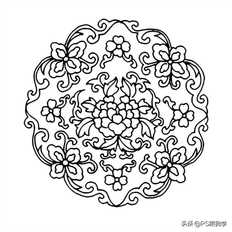 *载下**的彩色纹饰图案像素低，放大不了不用愁，这样跟我做就解决啦