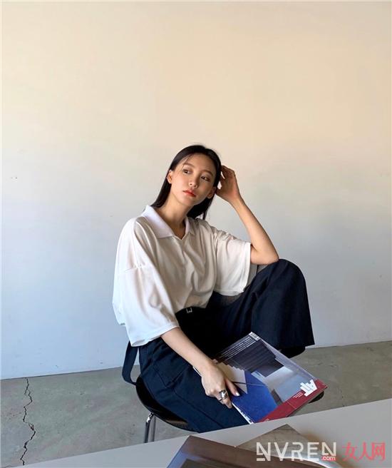 2022新款夏季潮流polo衫,洋气时髦polo衫女黄色