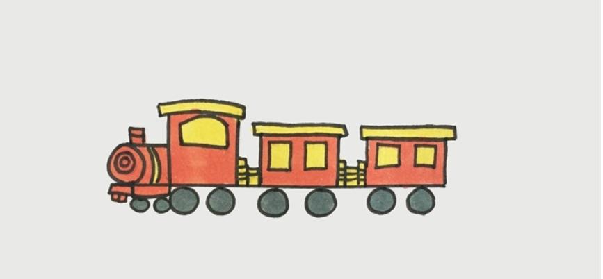 一笔一画,轻松学会,绘画教程连载(12):火车
