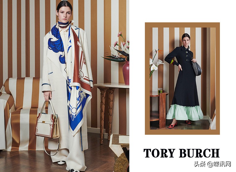 toryburch夏天蓝色条纹洋装图片,toryburch新款墨绿fleming