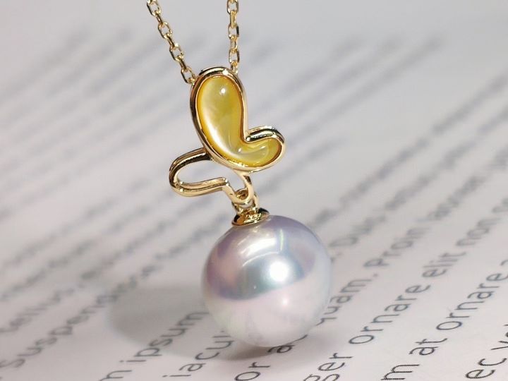 天然蓝宝石镶天然海水珍珠吊坠,珍珠海蓝宝石吊坠图片