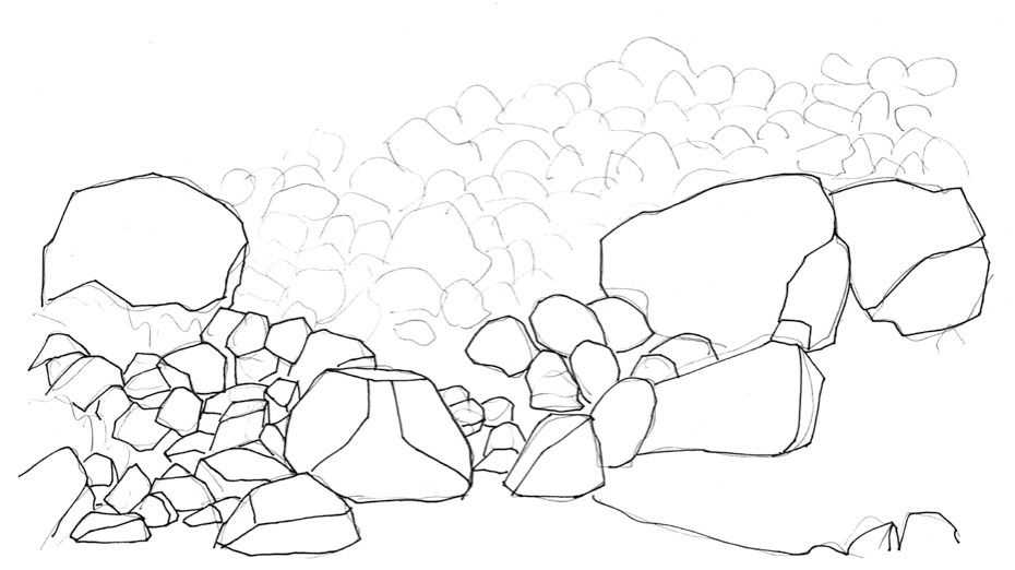 钢笔画石头画法,汤问钢笔画石头入门