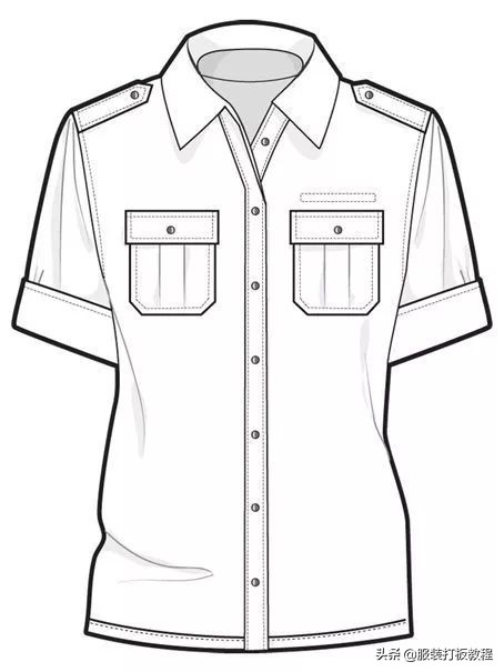 长袖衬衫裁剪教程来了,简单衬衫制版图