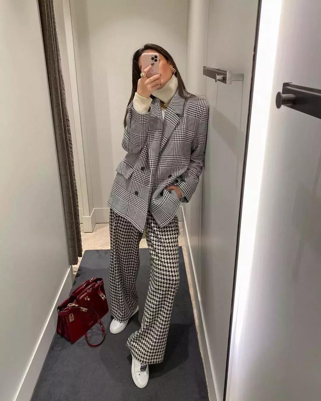 黑色阔腿裤加长版垂感慵懒风秋冬,秋冬慵懒感阔腿裤