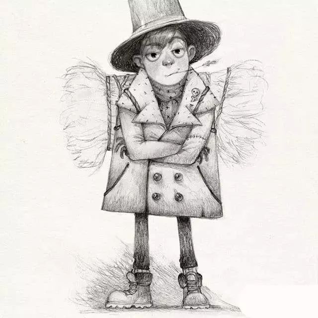 画动漫人物黑白插画素描,超级可爱的素描画