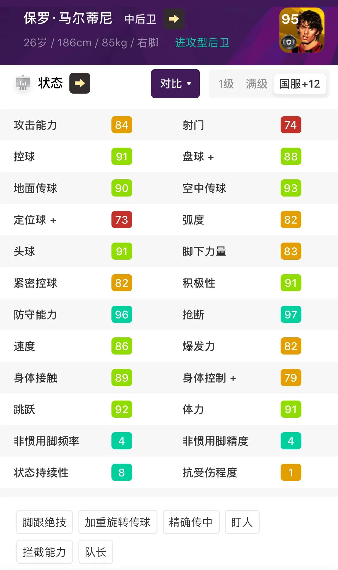 马尔蒂尼实况足球米兰时刻,实况手游马尔蒂尼评测