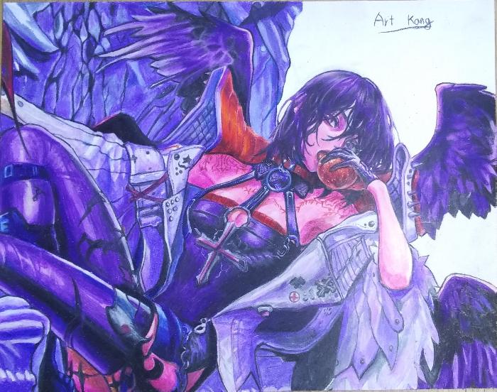 手绘教程王者荣耀人物彩铅画,手绘王者荣耀人物彩铅教程