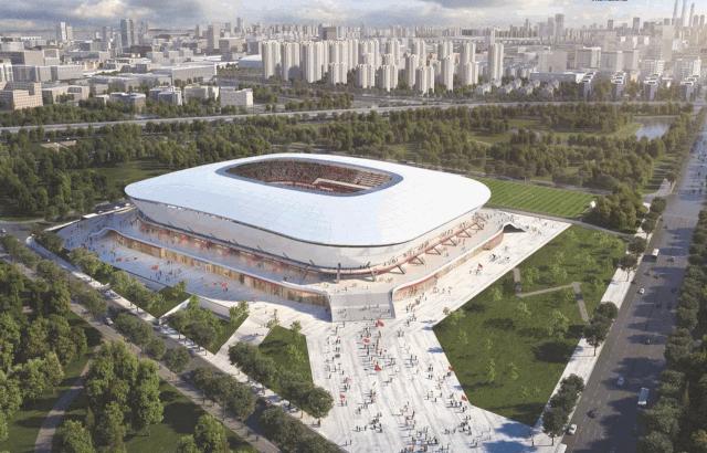 中国青岛在建的亚洲杯足球场,浦东2019足球场
