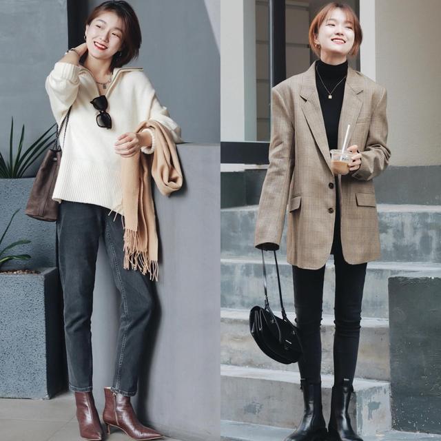 牛仔裤短靴秋冬搭配,30-40岁洋气女短靴搭牛仔裤