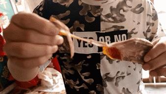 刀剁斧劈棒子夯，吃个鸡搁得住这样？