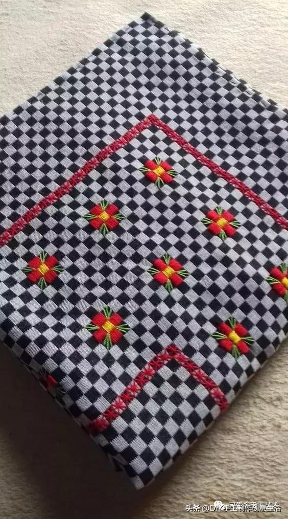 桌布花边的手工刺绣,刺绣桌布diy简单图案