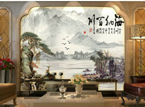 电视背景墙有山水忌讳么,岩板山水电视背景墙效果图