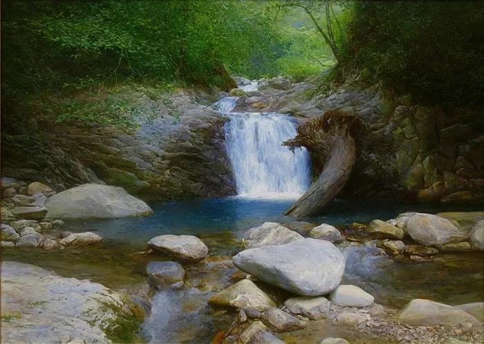 俄罗斯艺术家AydemirSaidov的人体绘画,花间的美丽少女