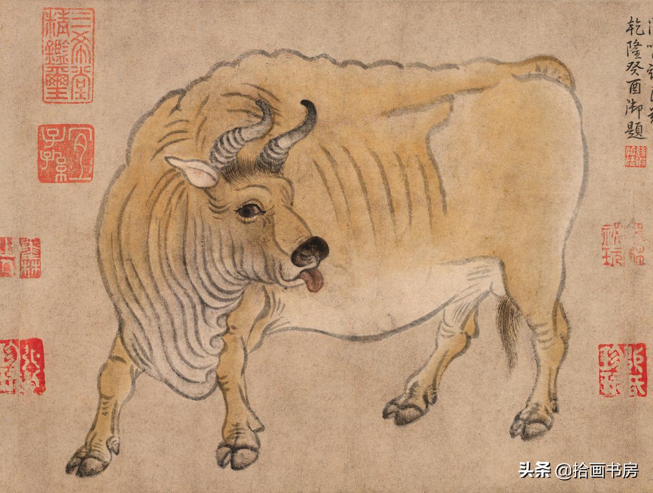韩滉五牛图用厚重的线条,韩滉《五牛图》高清图