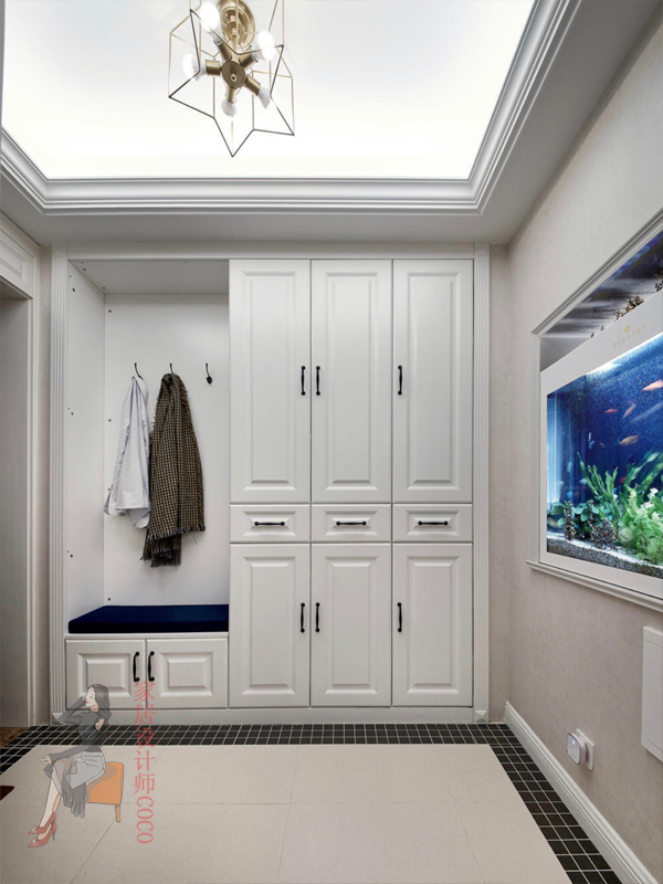 一米宽的长廊玄关设计,玄关有一个承重柱子怎么设计