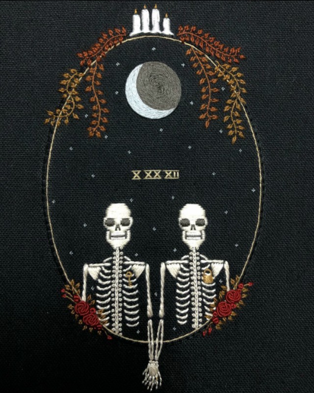 刺绣半袖骷髅,牛仔刺绣骷髅