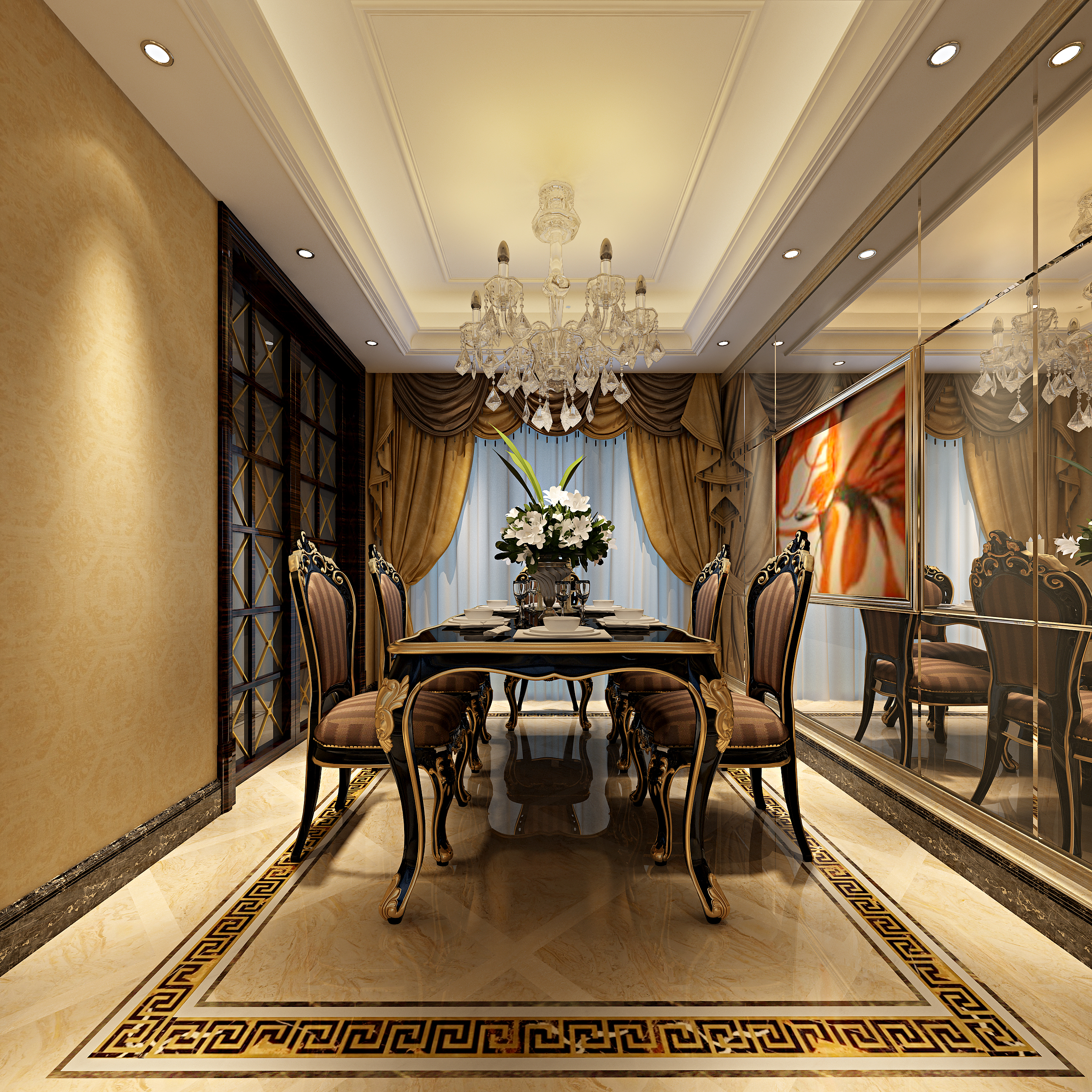 背景墙家装设计现代轻奢风客厅,禅意新中式厨房吊顶效果图