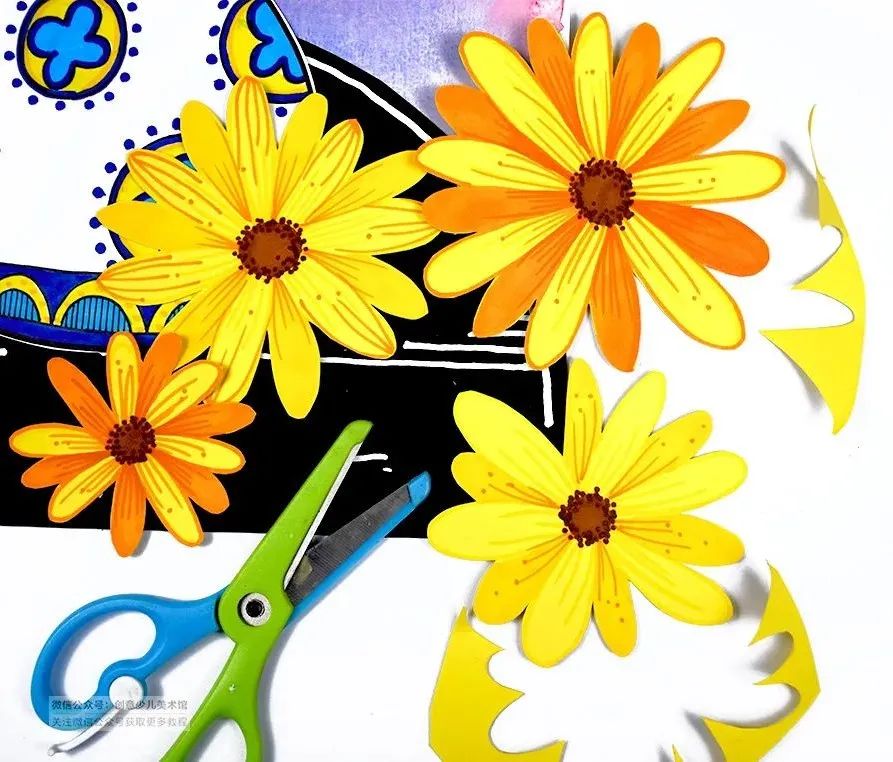 儿童画静物花卉,以花朵为主题的儿童画色彩丰富