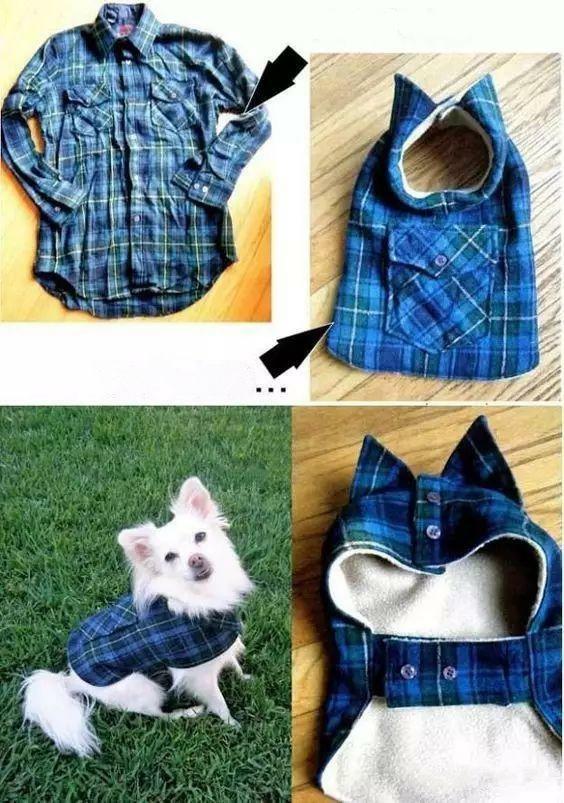 旧衣服做狗狗衣服步骤图片,旧衣服改狗狗四脚棉服视频