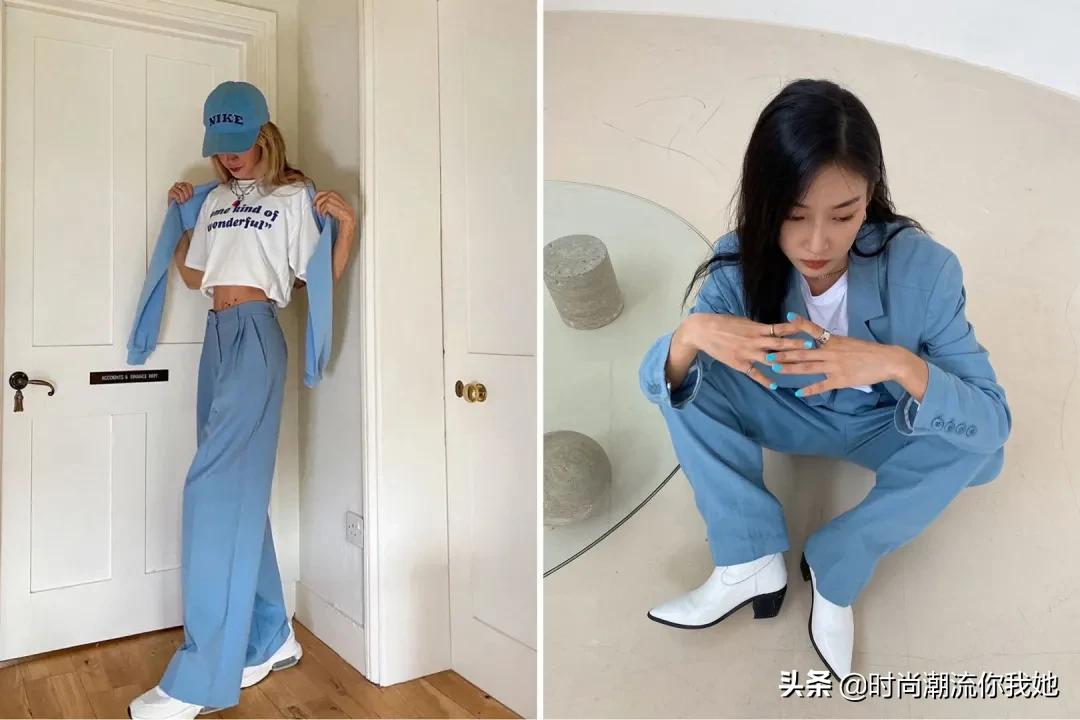 夏天穿马卡龙色系的长裤,马卡龙紫色裤子搭配