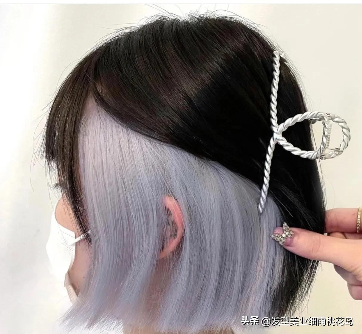 高层次短发耳边染发,高层次挂耳染短发