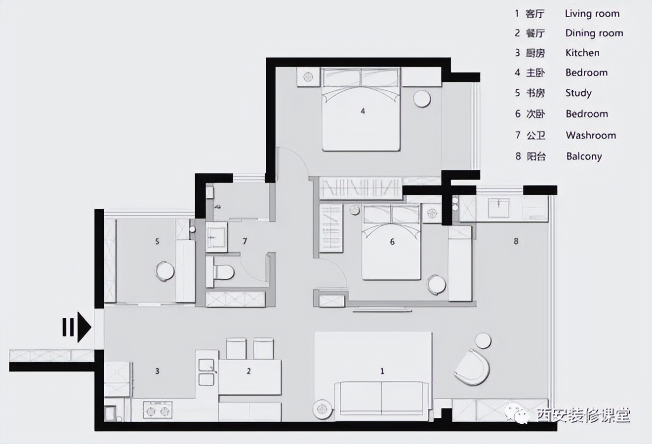 三室一厅92平原木色新中式,精装修大三室婚房