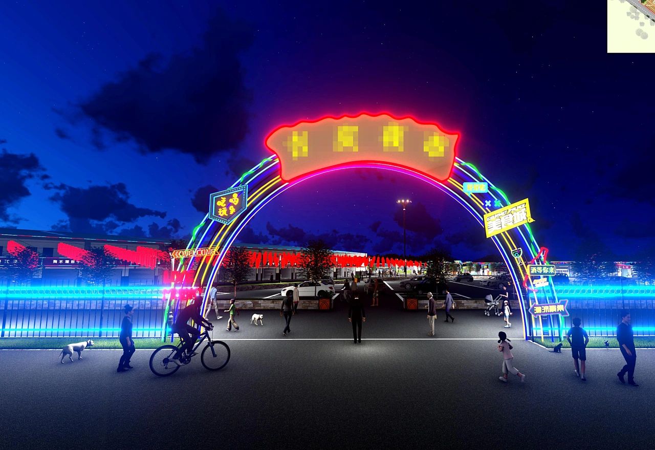 夜市商业街亮化工程案例,夜市灯光亮化布置用到什么装置