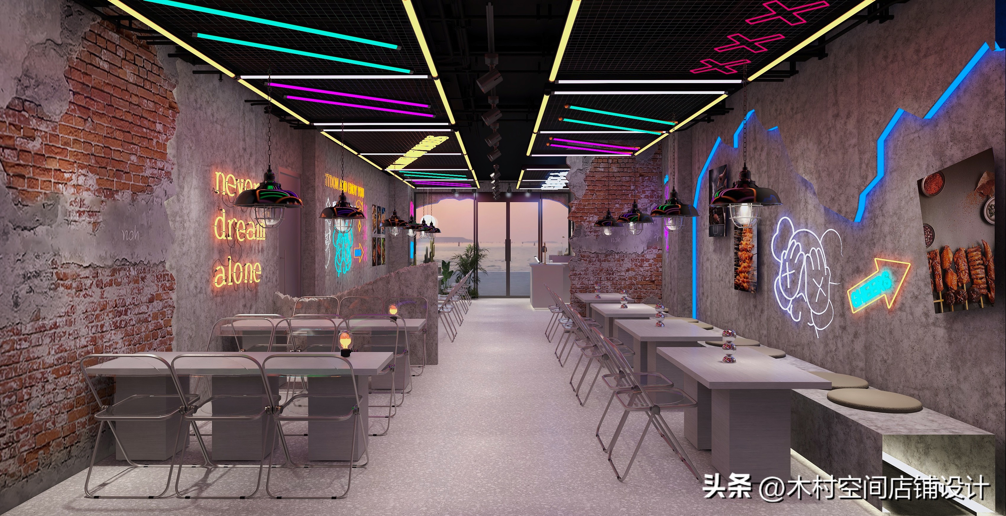 复古装修设计烧烤店,小空间烧烤店设计