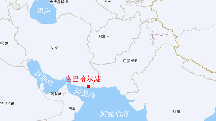 伊朗巴哈尔港规划,伊朗恰巴哈尔港地理位置