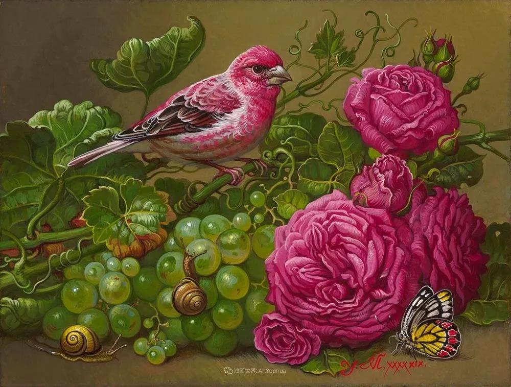 有关爱情的花鸟油画作品,北欧轻奢风格油画作品