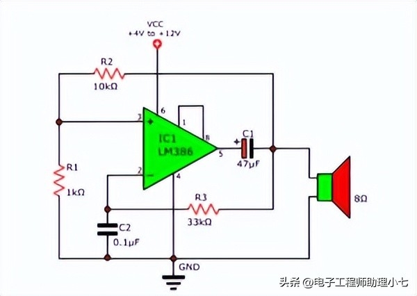 lm386音频放大电路怎么装,lm386典型放大电路