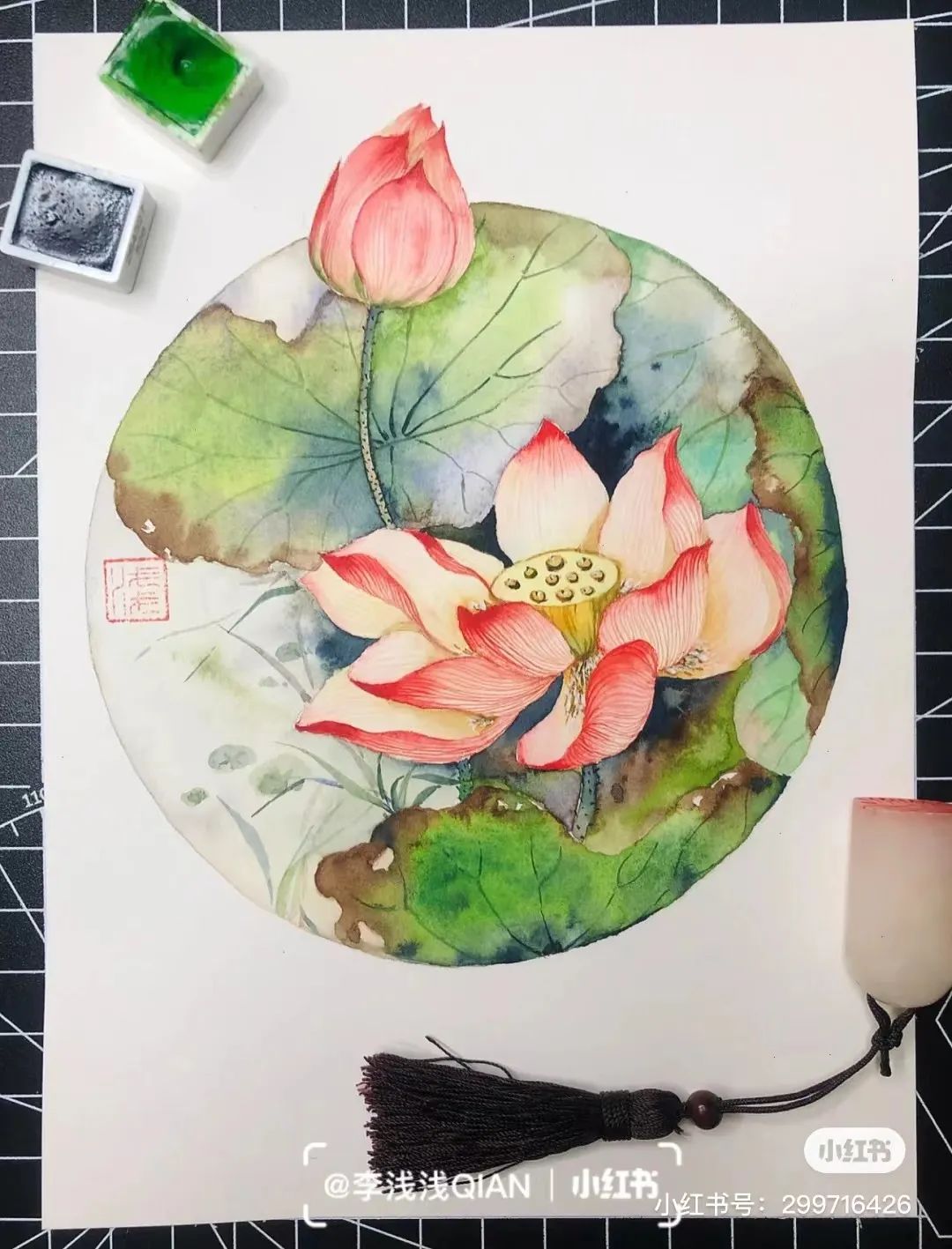 水彩中国风风景简单,古风水彩花卉简单又好看