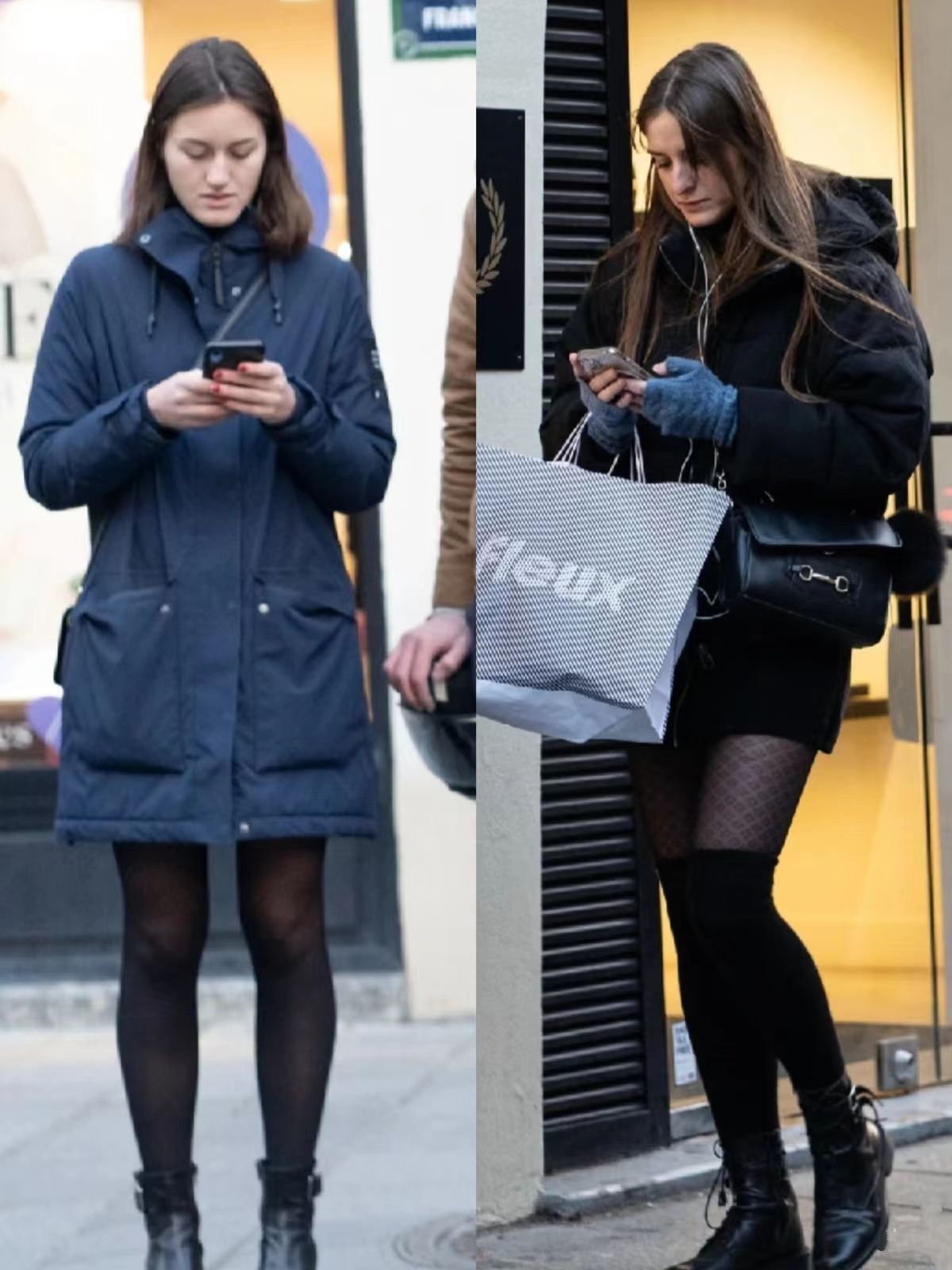 可以遮小腿的冬季穿搭,黑丝小腿袜配纯黑丝穿搭