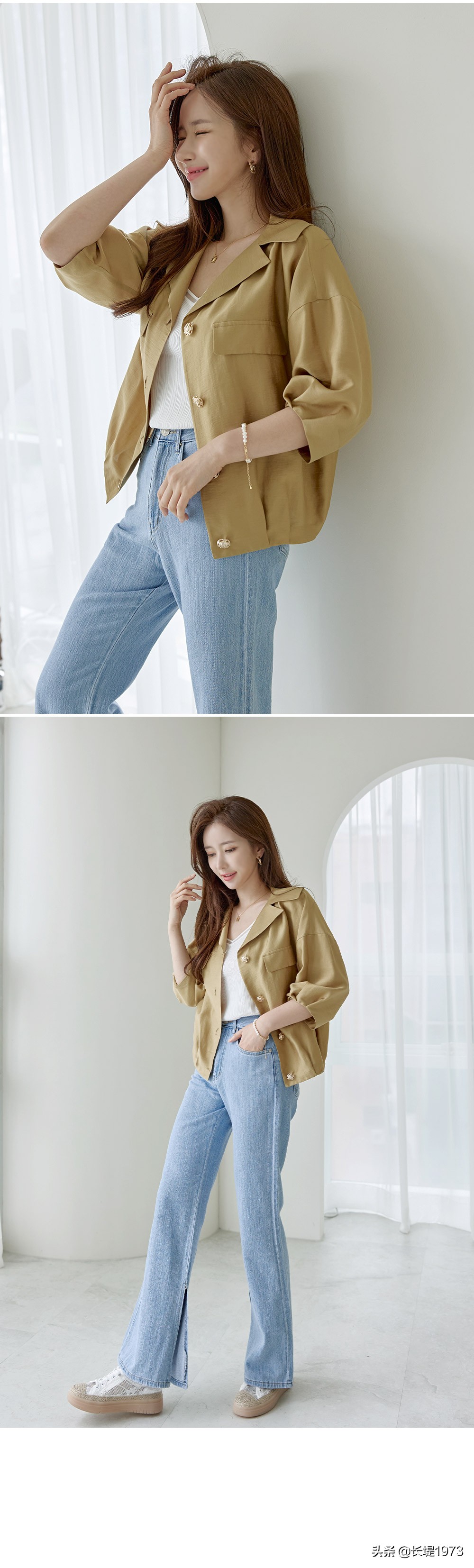 韩版t恤搭配阔腿牛仔裤,t恤别老是搭配牛仔裤