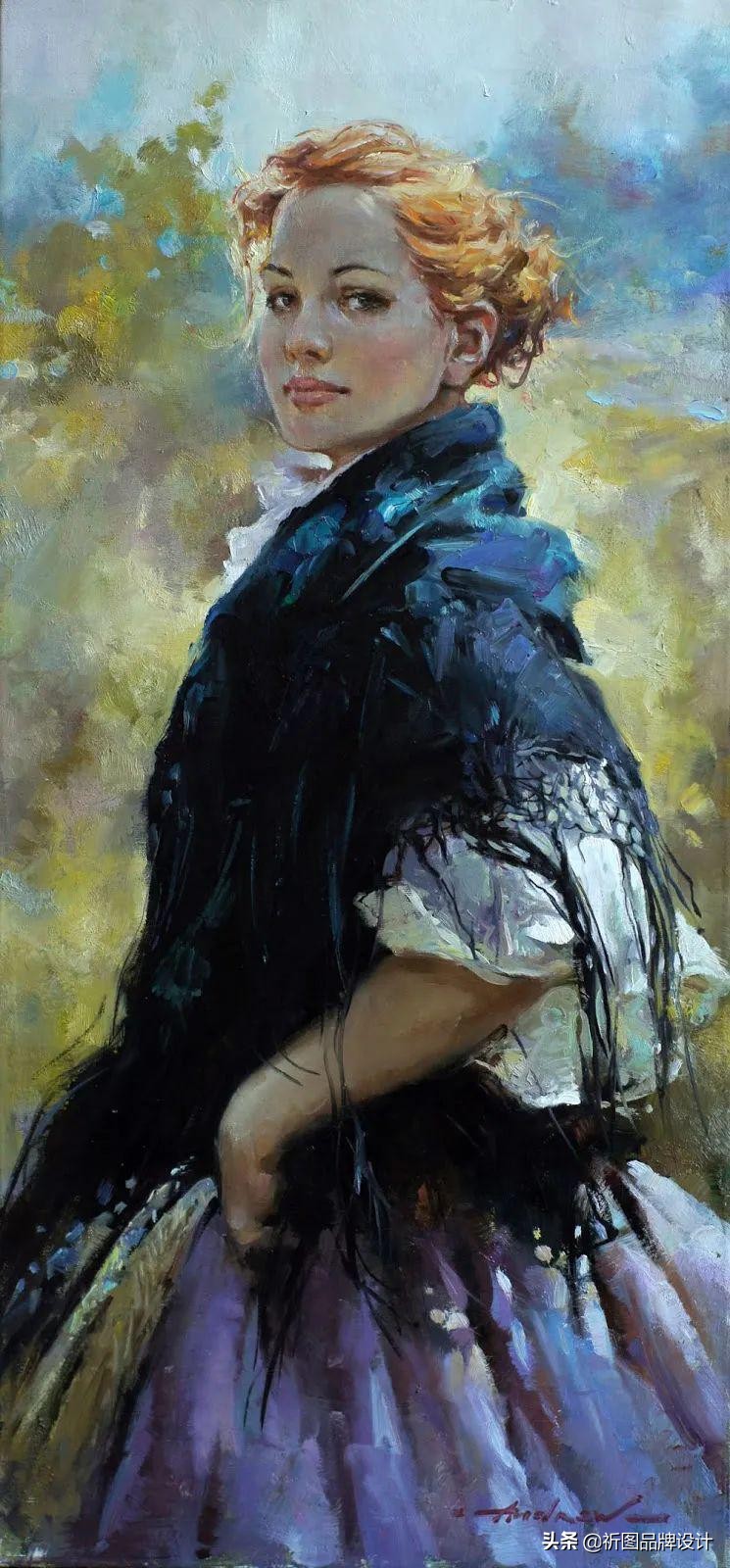 奔放狂野的舞者被安德鲁用画笔表现出来，腰窝突显的美背人体油画