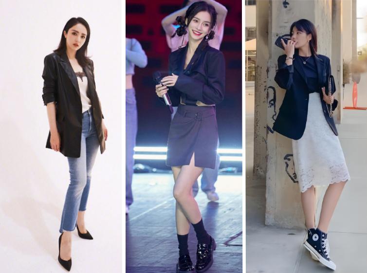 这5个优点，足够让女人爱上“黑色小西装”，杨幂、何洁搭配示范