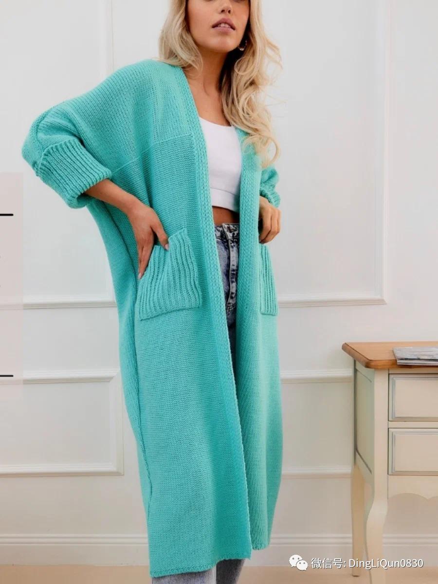 针织开衫中长款编织图,两种颜色的针织开衫编织教程