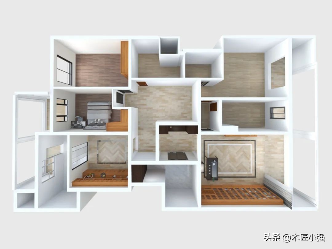 胡桃木极简大平层,北京180平大平层4房