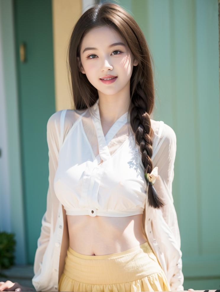 清纯少女写真眉眼如画清新自然,高颜值美女夏日清新阳光写真