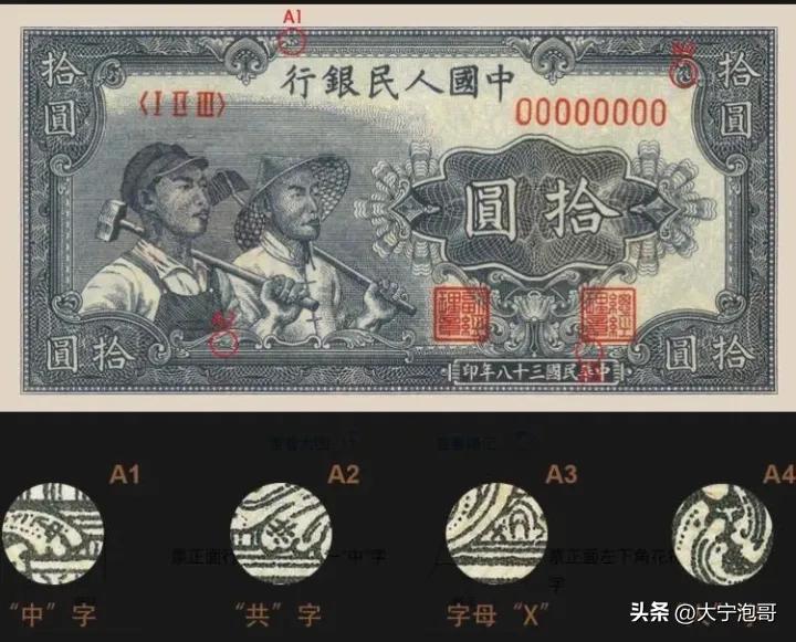 第一版人民币拾圆工人和农民——赏析大全，暗记、票样、真假分析