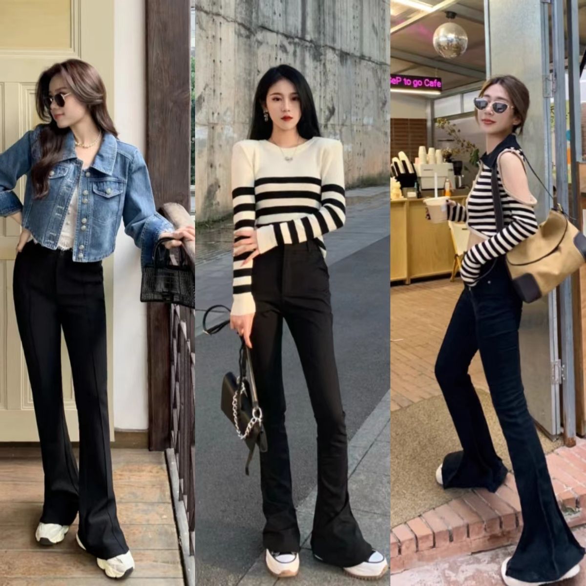 今年最火马蹄裤高个子,马蹄裤和开叉裤哪个更显瘦