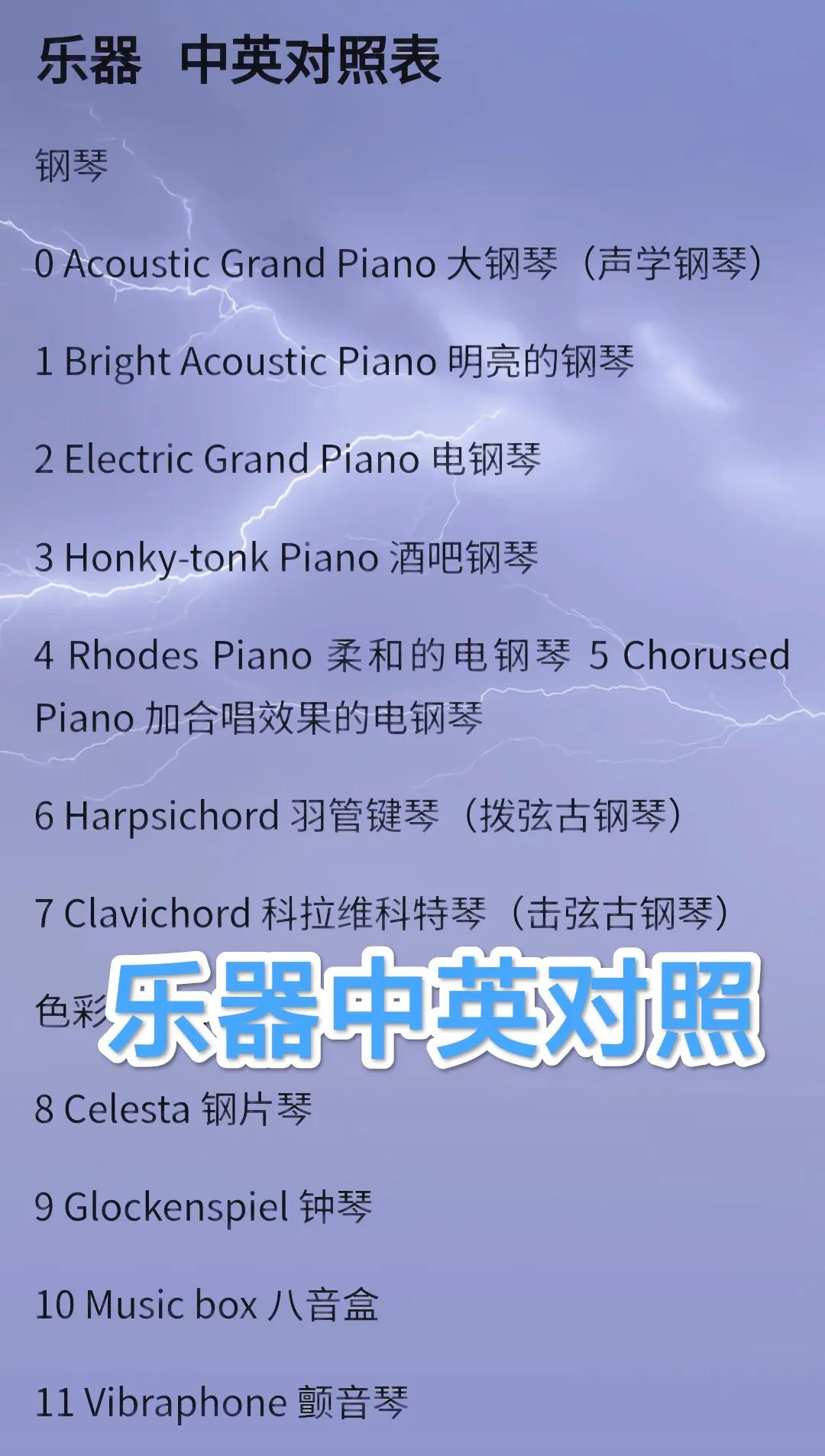 乐器中英文配图,所有常见乐器的中英文对照附视频