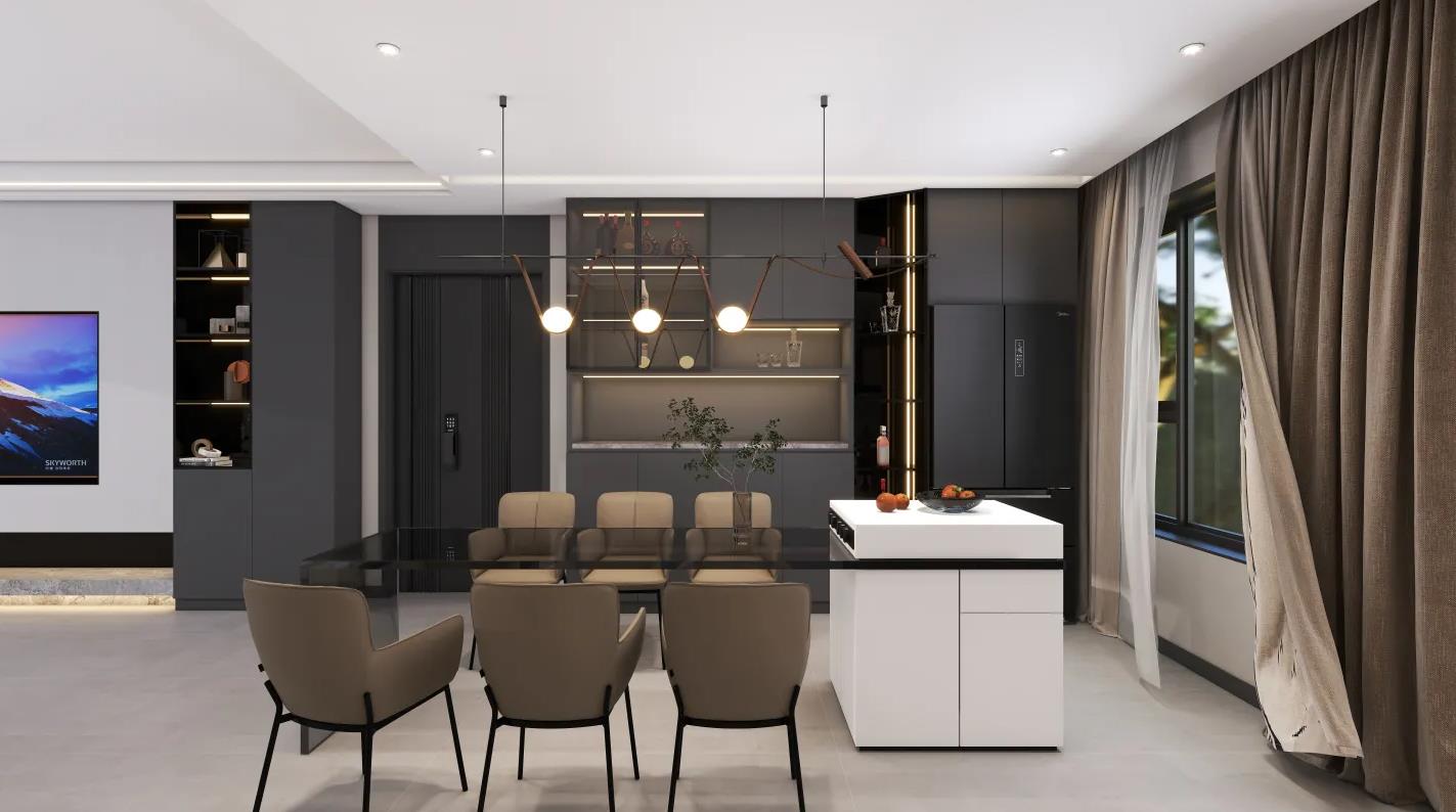 家装风格效果图大全轻奢110平,轻奢风格家装餐厅平面图