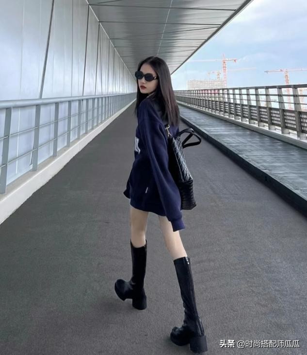 显腿长又不露腿的卫衣穿搭,卫衣长款显瘦搭配打底裤高档炸街